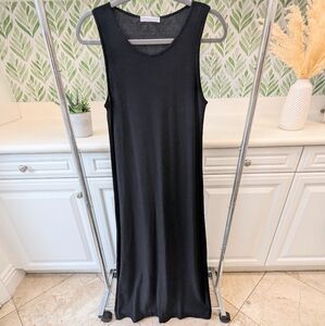 Black Joan Vass USA Long Column Dress Maxi Small